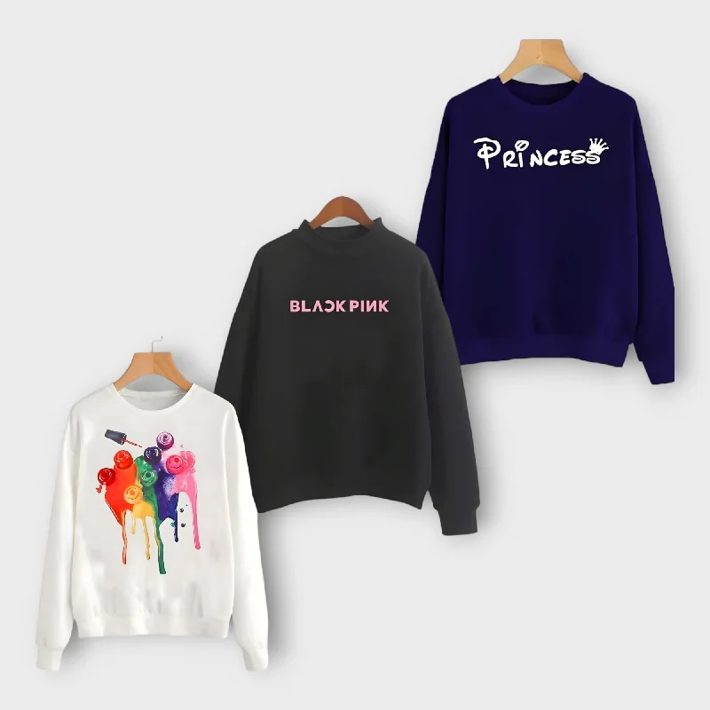 Inventory Reduction stylish training hoodiePack Of 3 Winter Women's Printed Sweatshirt For Women's Inventory Reduction stylish training hoodiePack Of 3 Winter Women's Printed Sweatshirt For Women's