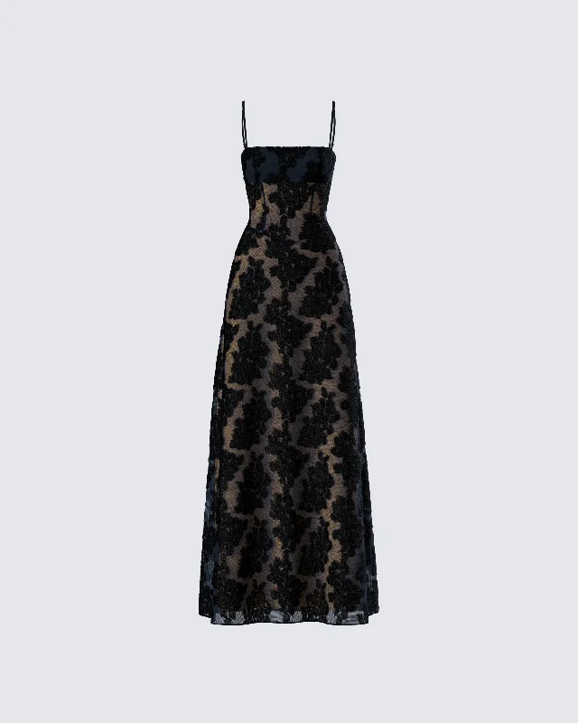 Customer Appreciation Sale midi dressAudrina Black Burnout Maxi Dress