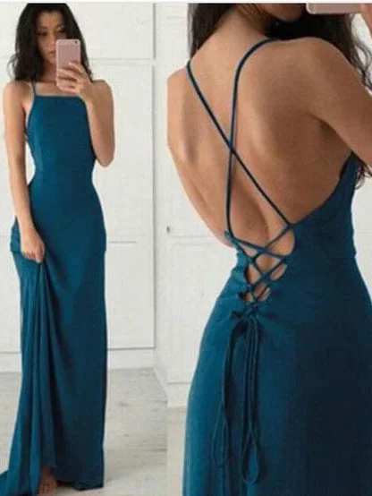 Weekend Deal Cheap Prom Dresses Sheath Spaghetti Straps Long Prom Dress Sexy Evening Dress JKL1135