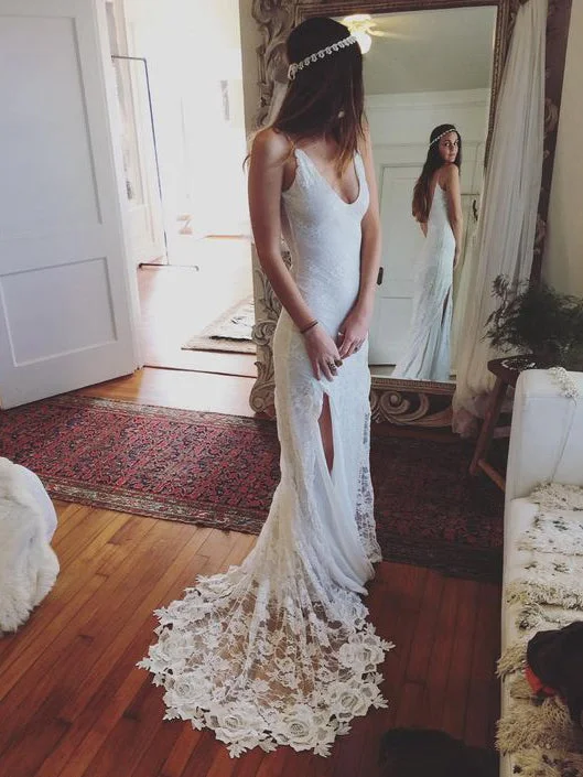 Reduced Prices Wedding Dresses Sexy Backless Ivory Tulle with Lace JKW026