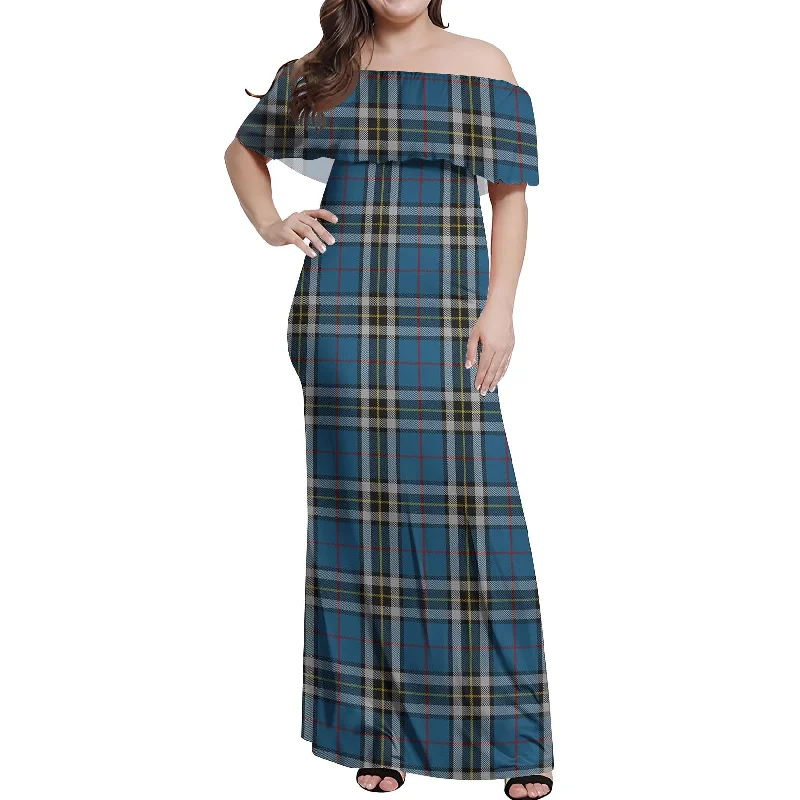 Unbeatable Prices Thomson Dress Blue Tartan Off Shoulder Long Dress