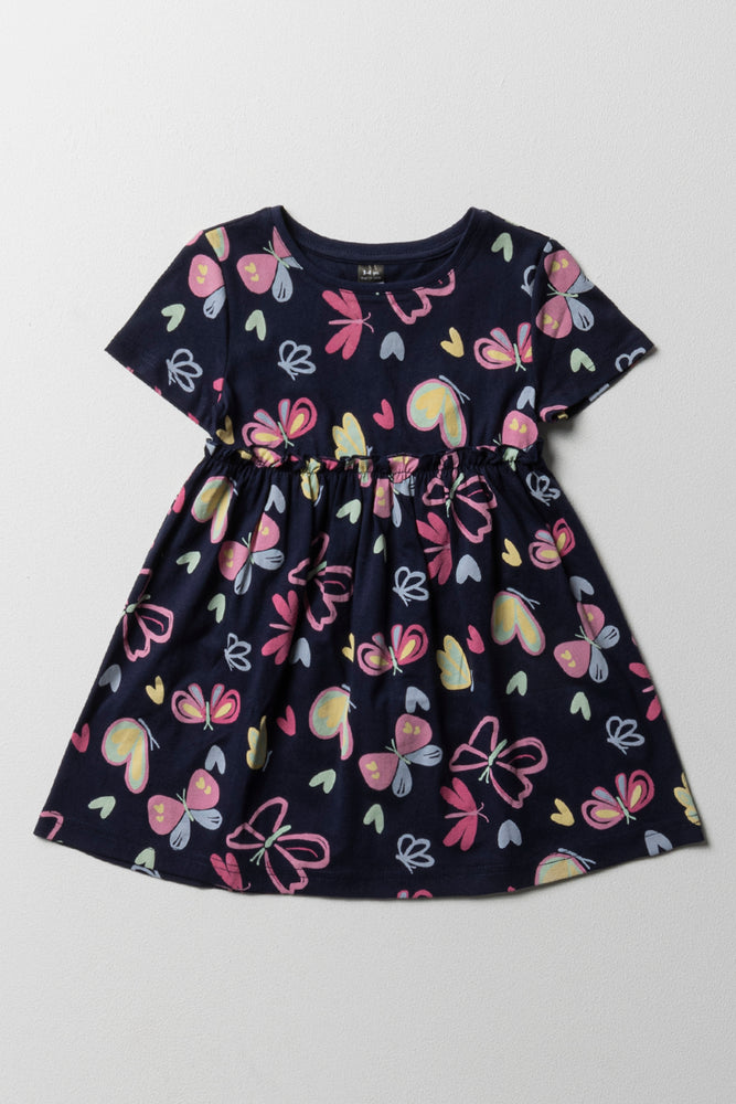 Huge Discounts velvet dressButterfly T-Shirt Dress Navy