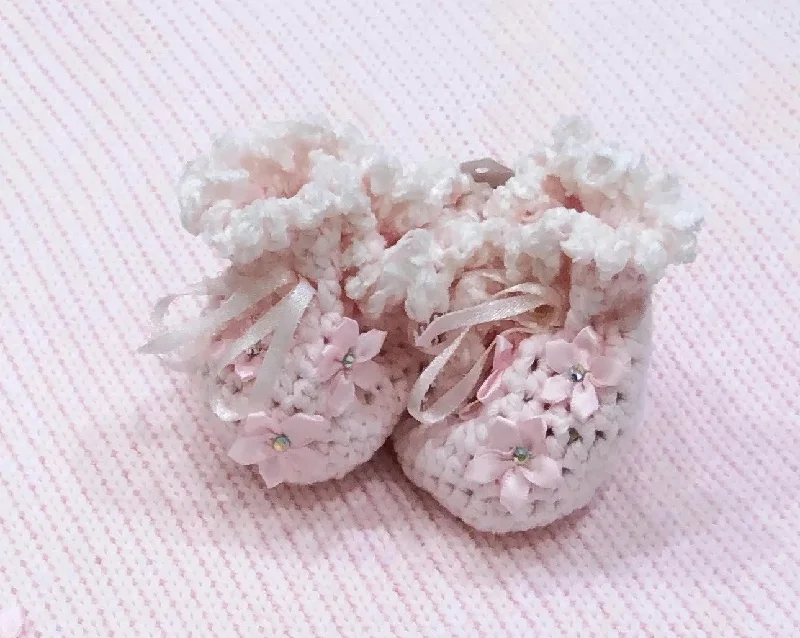 Shop and Save playful dressPink Rosebud Crochet Booties