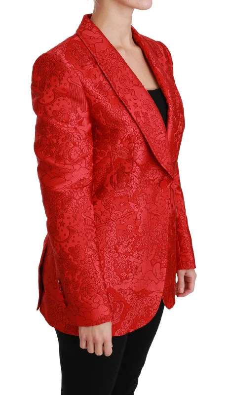 high-quality jacketDolce & Gabbana  Women's Red Floral Silk Blazer