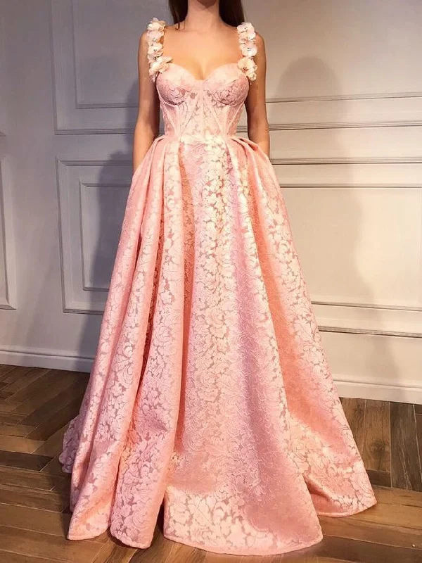 Lowest Price Pink Prom Dresses Straps A-line Floor-length Sexy Luxury Prom Dress JKL982