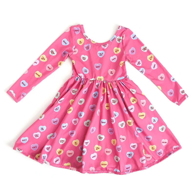 Low Prices draped dressAffirmation Hearts Long Sleeve Everyday Dress
