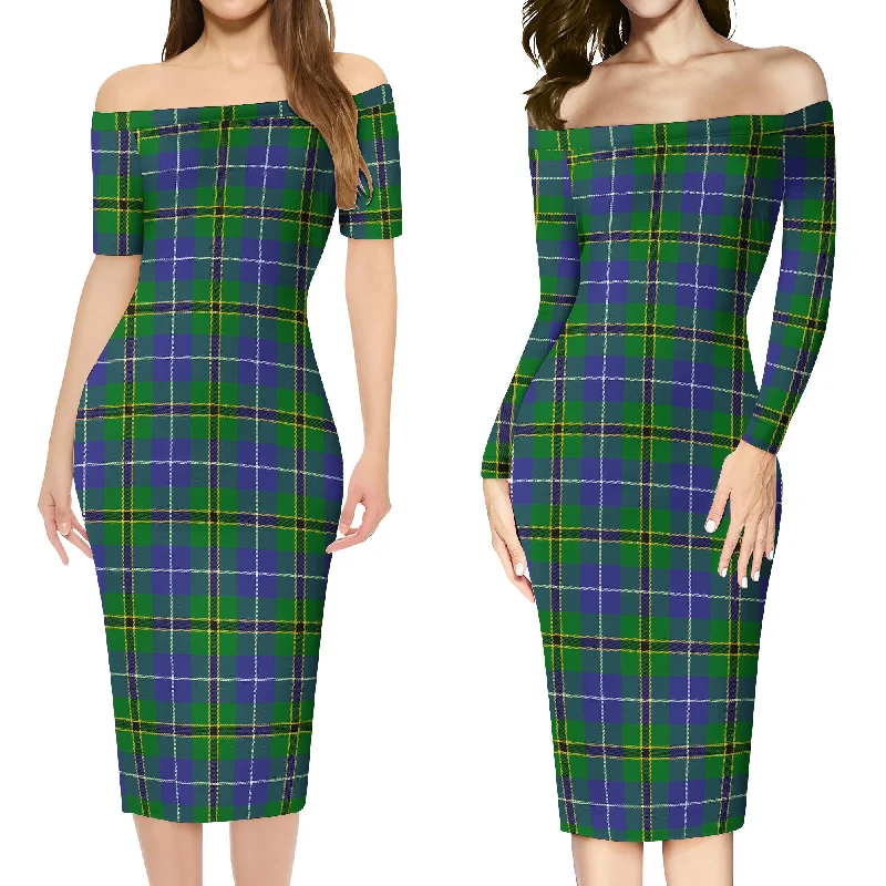 Savings Galore Turnbull Hunting Tartan Off Shoulder Lady Dress