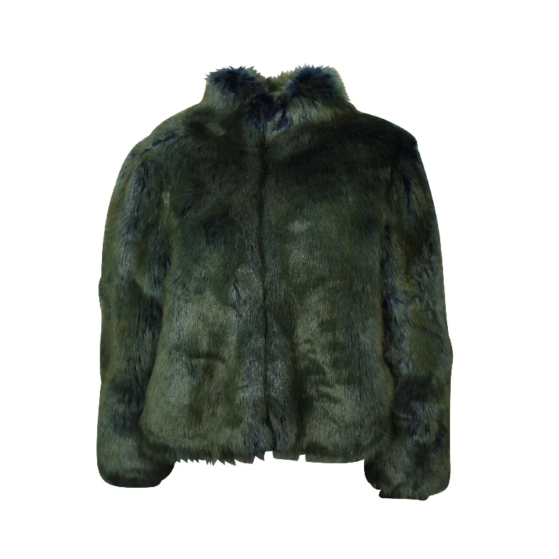 modern outdoor jacketECOPEL NAVY GREEN FAUX FUR COAT