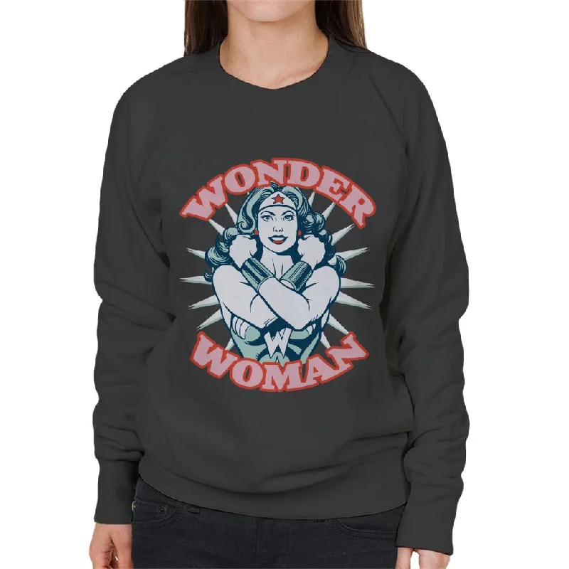 fashion gym hoodieWonder Woman Arms Crossed Power Pose Women's Sweatshirt