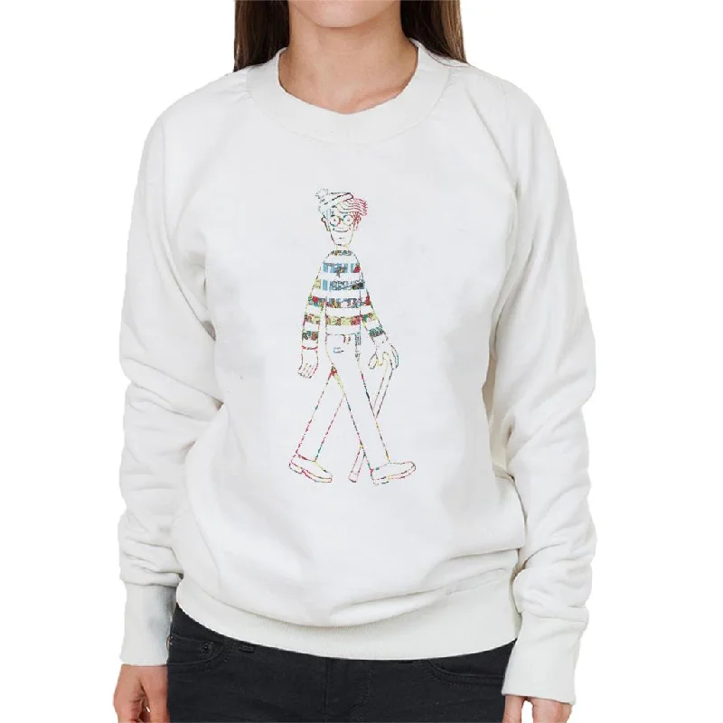 casual workout hoodieWhere's Wally Beach Illustration Outline Women's Sweatshirt