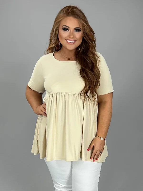 textured dressSALE!! 68 SSS-W {Blessed With Curvy} Taupe Babydoll Tunic PLUS SIZE 1X 2X 3X