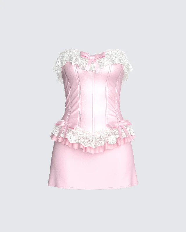 Early Access sleeveless dressVienna Pink Ruffle Mini Dress